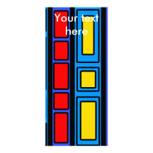 Blue black and red rectangle design full colour rack card