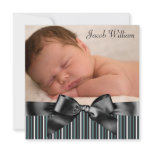 Blue Black Baby Boy Photo Birth Announcement