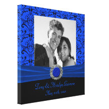 Blue & Black Baroque Jewel Add A Photo Frame Up Gallery Wrap Canvas