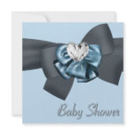 Blue Black Bow Elegant Baby Shower Personalized Invitation