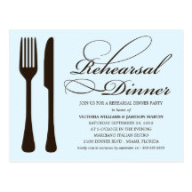 BLUE & BLACK FLATWARE | REHEARSAL DINNER INVITE POSTCARDS