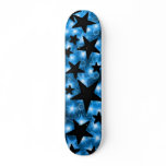 Blue Black Glowing Stars Skateboard