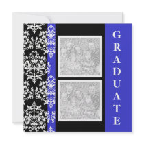 Blue black graduation damask template PERSONALIZE Invite