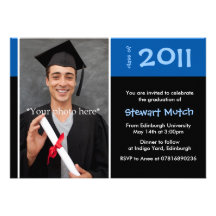 Blue & Black Graduation Photo Announcement