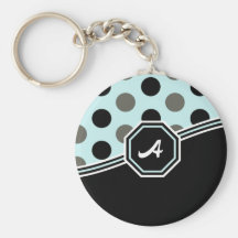 Blue & Black Monogram Keychain