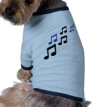 blue black music notes doggie tee shirt