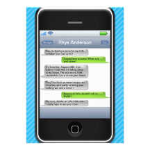Blue/Black Smart Phone iParty Birthday Party Personalized Invites