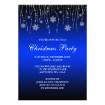 Blue Black Sparkle Snowflakes Christmas Party Personalized Invitations