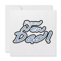 Blue/Black Text Proud New Dad Gifts Announcement