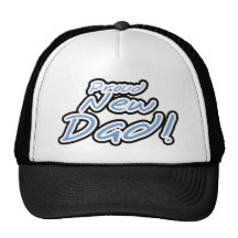 Blue/Black Text Proud New Dad Mesh Hat