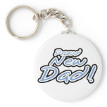 Blue/Black Text Proud New Dad Tshirts and Gifts Keychain