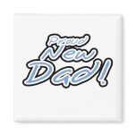 Blue/Black Text Proud New Dad Tshirts and Gifts Fridge Magnet