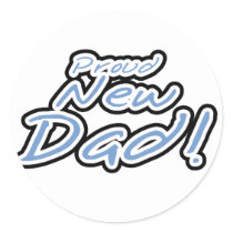 Blue/Black Text Proud New Dad Tshirts and Gifts Sticker
