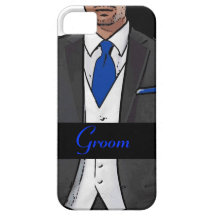 Blue black white tuxedo groom iphone 5 case