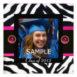 BLUE BLACK WHITE ZEBRA FUR Monogram Photo Template Custom Invite