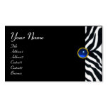 BLUE  BLACK WHITE ZEBRA FUR MONOGRAM ,Sapphire Business Card Template