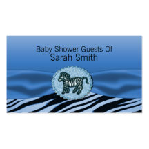 Blue & Black Zebra Glitter Baby Shower Business Cards