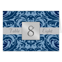 Blue & Blue Table Number Folded Card