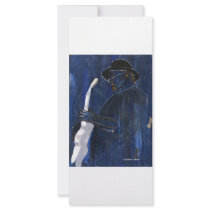 Blue Blues Guitar player painting acrylic Rack Card Design