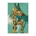 Blue Boho Giraffes  Art Canvas Stretched Canvas Prints