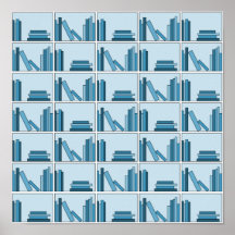Blue Books on Shelf. Poster