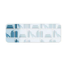 Blue Books on Shelf. Return Address Labels