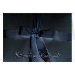 Blue Bow  Bridesmaid Invitation Greeting Cards