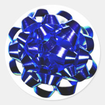 Blue Bow Christmas Packaging Sticker