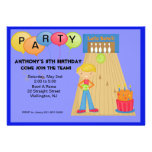 Blue,Bowling Birthday Party Invitation
