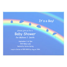 Blue Boy Umbrellas and Drops Invite