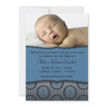 Blue Boys Photo Birth Announcement