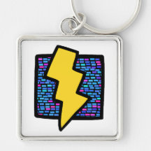 Blue Bricks Lightning Bolt Key Chains