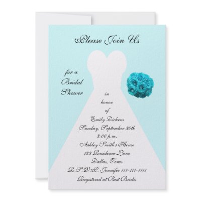 Blue Bridal Shower Invitation -- Wedding Gown by henishouseofpaper