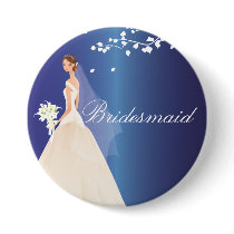 Blue Bride Bridesmaid Bride Party Button