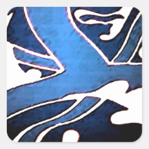 Blue British Lion Square Stickers