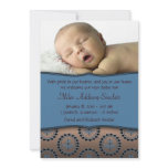 Blue Bronze Boys Photo Birth Announcement