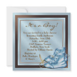 Blue Brown Baby Shoes Blue Brown Baby Boy Shower Personalized Announcements