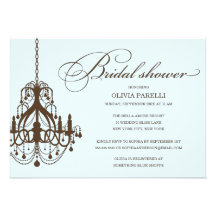 BLUE & BROWN CHANDELIER | BRIDAL SHOWER INVITE