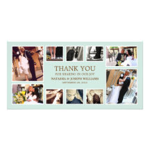 BLUE & BROWN COLLAGE | WEDDING THANK YOU CARD CUSTOM PHOTO CARD