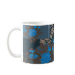 blue brown flora coffee mugs
