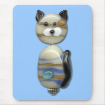 Blue Brown Glass Bead Cat Mouse Pads