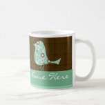 Blue/Brown Pattern Bird Coffee Mug