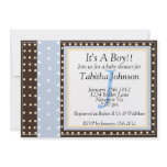 Blue/Brown Polka Dot Boy Baby Shower Invite
