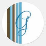 Blue & Brown Ribbons Monogram (Customizable) Sticker