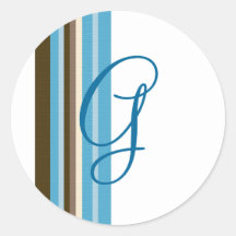 Blue & Brown Ribbons Monogram (Customizable) Sticker