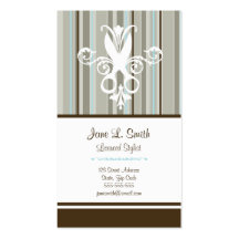 Blue/Brown Stripe Scissors Business Card Template