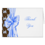 Blue Brown Trains  Baby Boy Thank You Cards