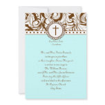 Blue Brown Vintage Wedding Invitation