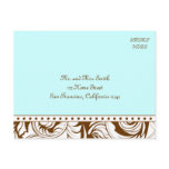 Blue Brown Vintage Wedding Postcard RSVP