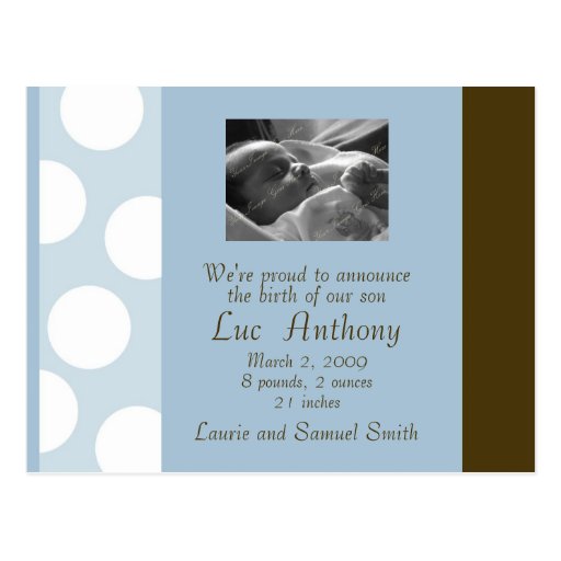 Blue Brown White Dots Postcard  (Customizable)